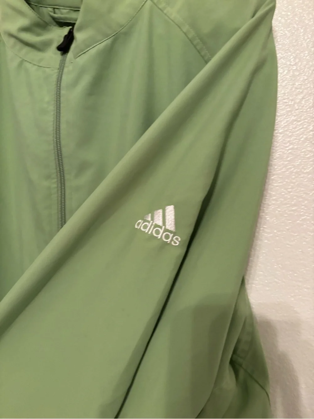adidas vintage  Sage Green Quarter-Zip Jacket windbreaker 2XL